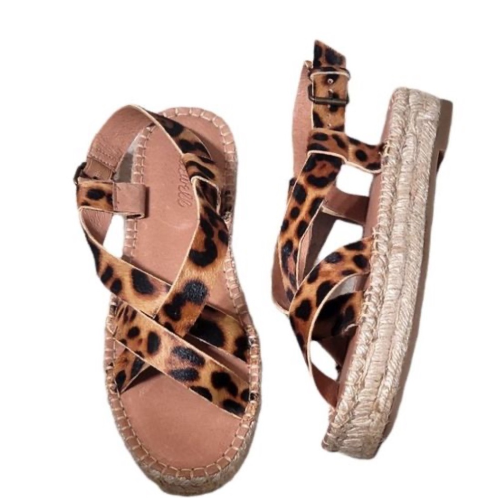 Madewell Malia Espadrille Sandal in Leopard Calf Hair